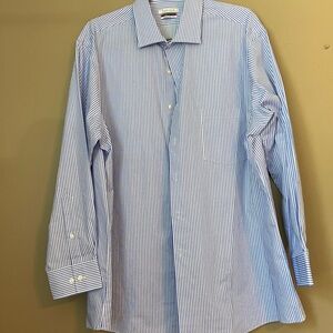 🔴 Men’s van Heusen regular fit collared button down shirt, neck,  size 17